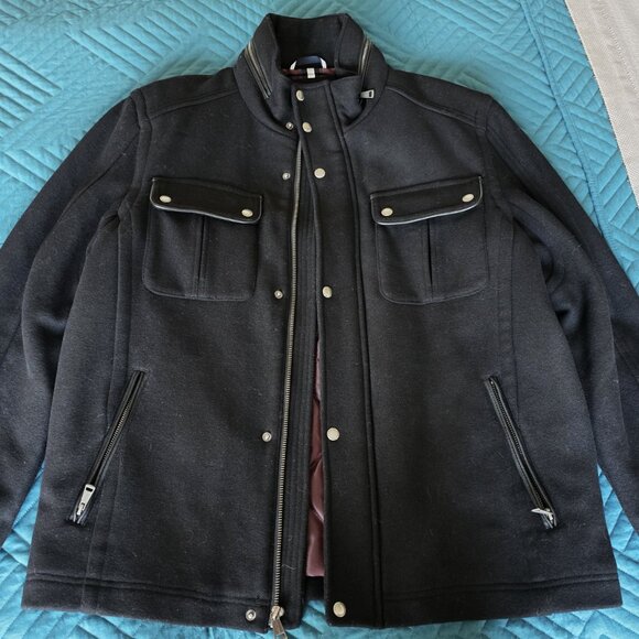Cole Haan wool Melton Trucker Jacket mens sz large - Picture 3 of 9
